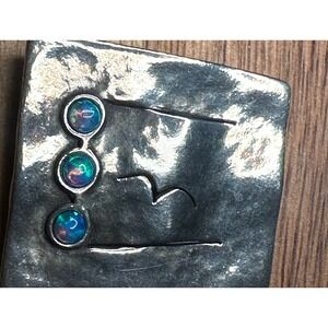 SHABLOOL DIDAE Israel 925 Sterling Blue Fire Opal Pendant Artist Signed Vintage